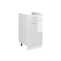 SPÜLENUNTERSCHRANK R-Line, Weiß Hochglanz/Weiß, 40 cm ohne Arbeitsplatte - Weiß Hochglanz/Weiß, Holzwerkstoff (40/81.6/46cm) - Vicco