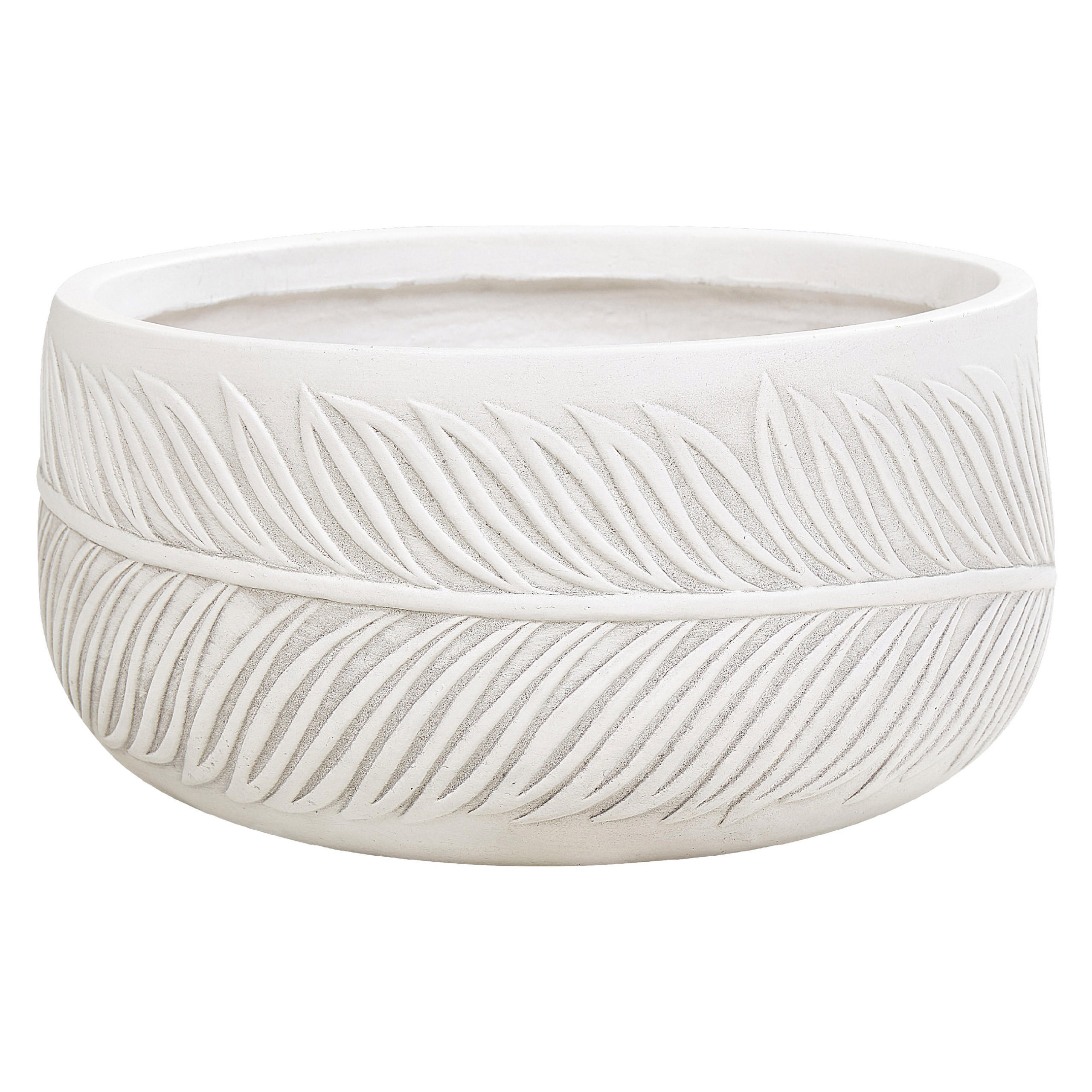 BLUMENTOPF cremeweiß rund 35/35/19 cm Ftero - Weiß, Naturmaterialen (19cm) - Beliani