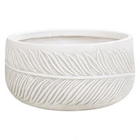 BLUMENTOPF cremeweiß rund 35/35/19 cm Ftero - Weiß, Naturmaterialen (19cm) - Beliani