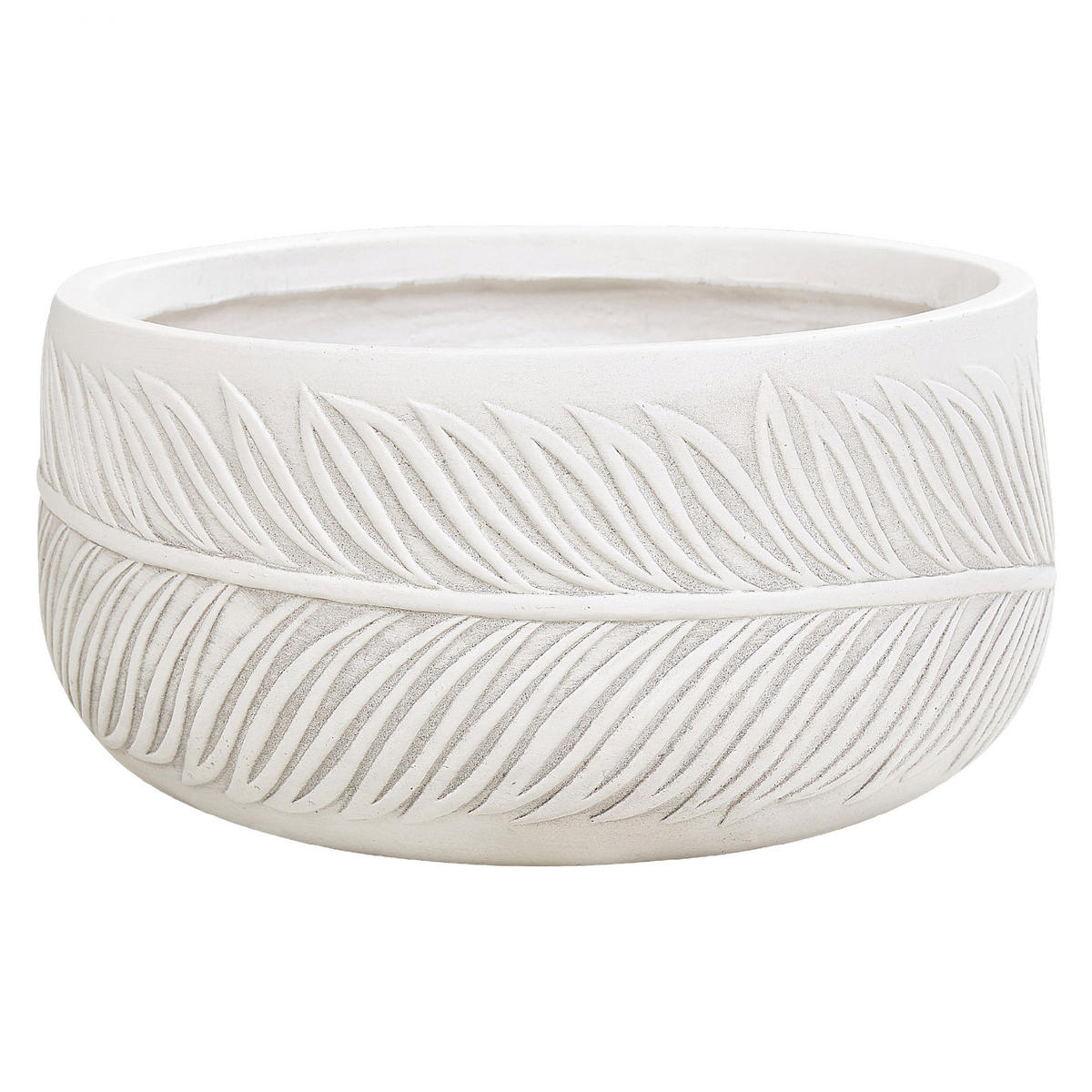 BLUMENTOPF cremeweiß rund 35/35/19 cm Ftero - Weiß, Naturmaterialen (19cm) - Beliani