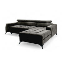 ECKSOFA L Form Arkucio Mini Schwarz 260/200/95 cm Rechts mit Schlaffunktion - Schwarz, Textil/Metall (260/200cm) - AX Living
