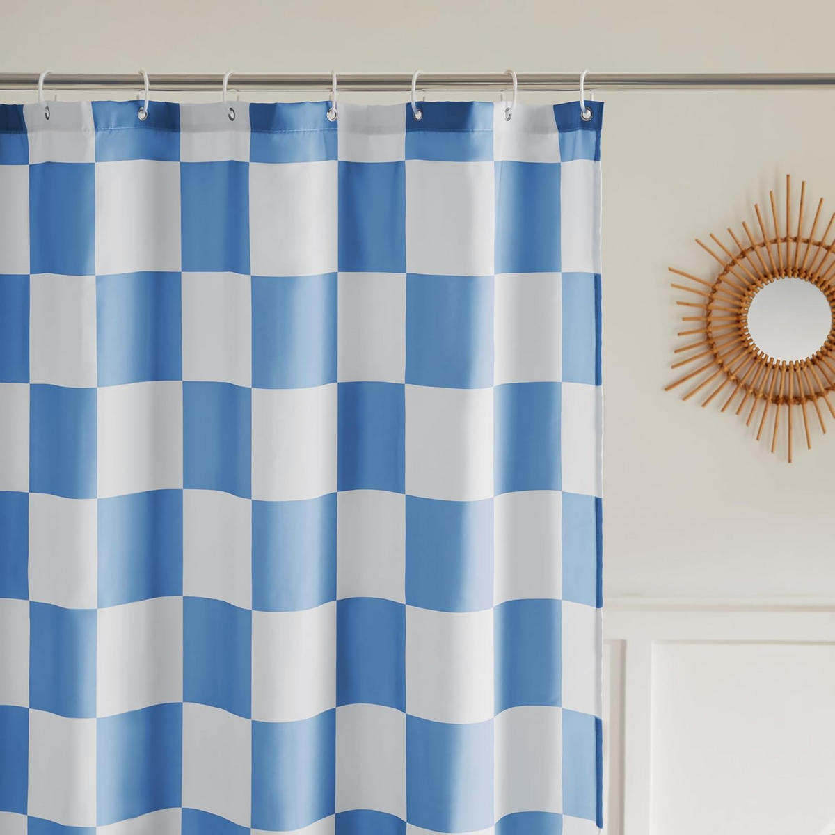 DUSCHVORHANG Karierter 180 x 180 cm - Blau, Textil (180/180cm) - Kaket