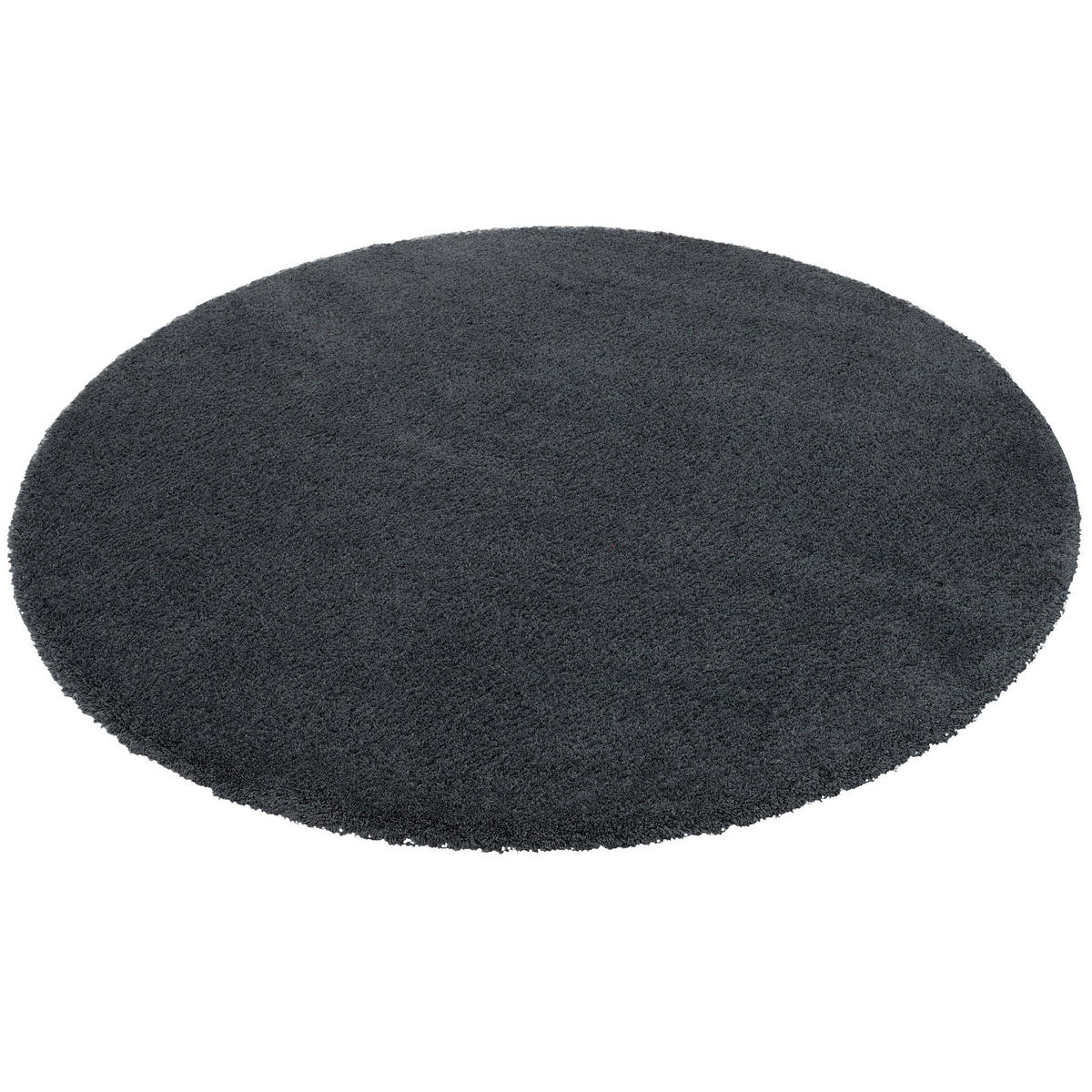 LUXUS HOCHFLOR LANGFLOR TEPPICH HARMONY RUND - Anthrazit, Textil (100/100cm) - Snapstyle