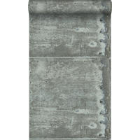 TAPETE große verwitterte rostige Metallplatten 53 cm x 10.05 m - Türkis, Papier (53/1000cm) - Origin Wallcoverings