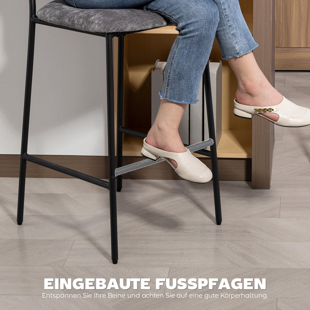 BARHOCKER 2er-Set Grau 48.0/45.5/101.0 cm - Grau, Textil (45.5/101/48cm)