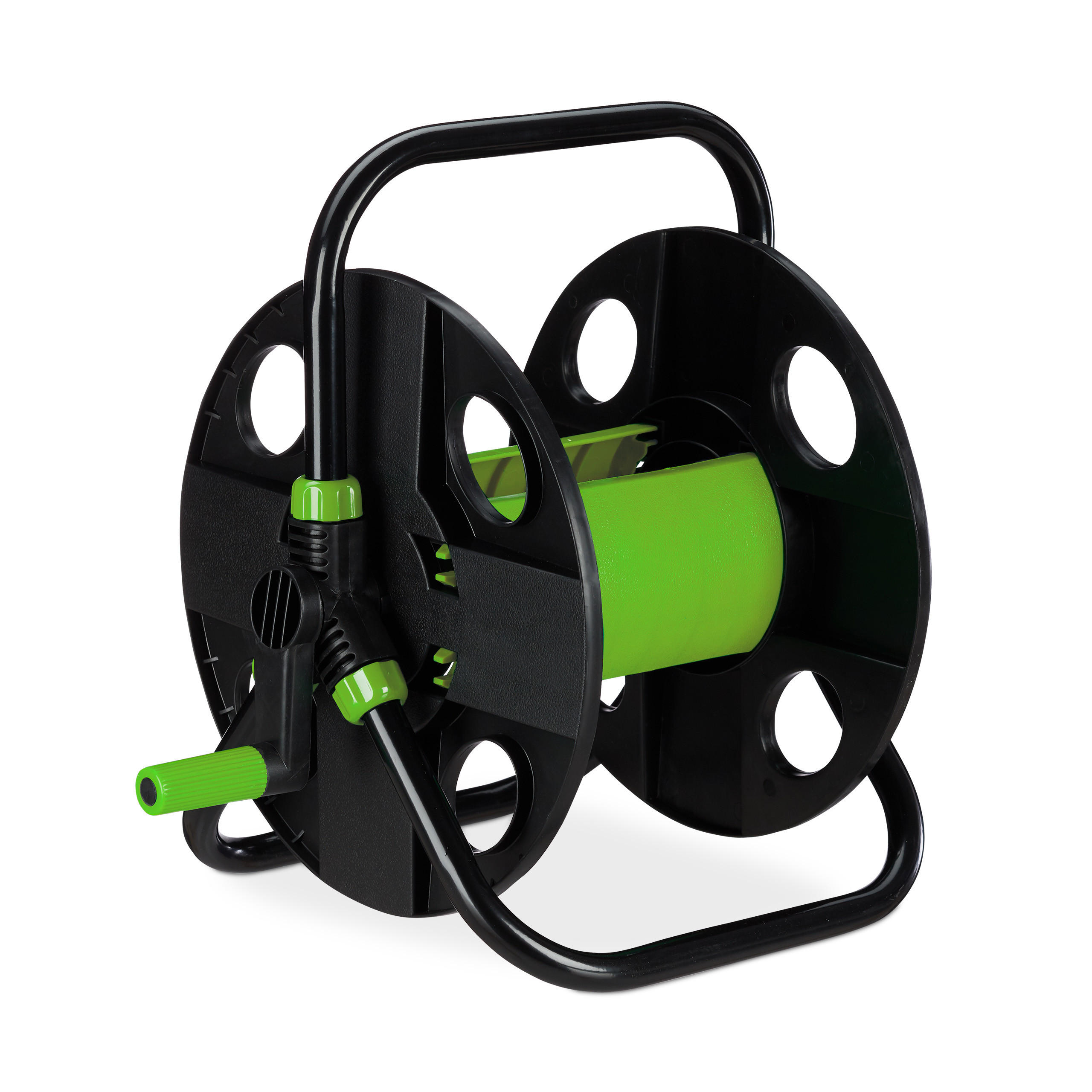 SCHLAUCHTROMMEL - Schwarz, Kunststoff/Metall (42/38/31cm) - Relaxdays