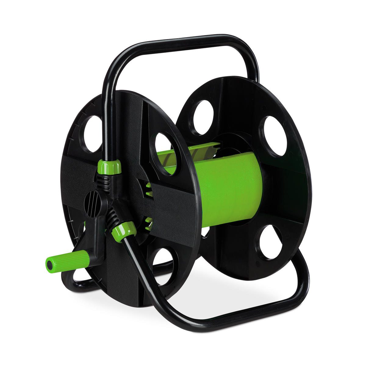 SCHLAUCHTROMMEL - Schwarz, Kunststoff/Metall (42/38/31cm) - Relaxdays