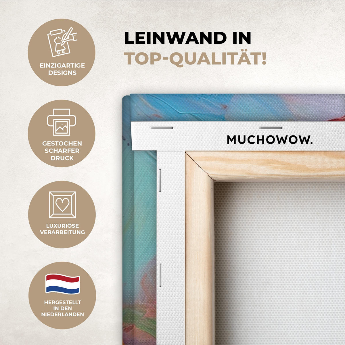 LEINWANDBILD Ölgemälde - Kunst - Abstrakt - Farbenfroh 120x80 cm - Altrosa, Textil (120/80cm) - MuchoWow