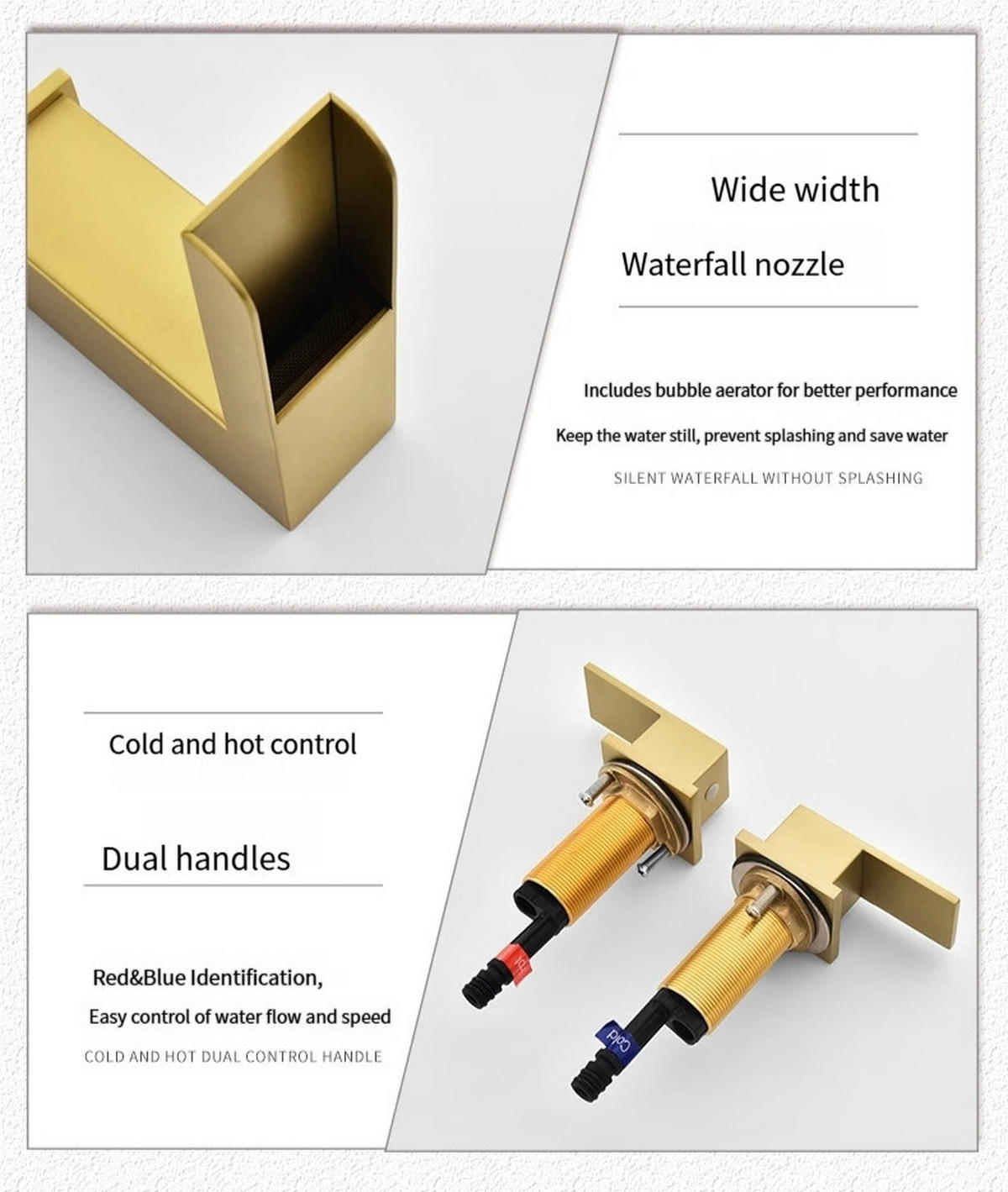 ARMATUR für Warm- und Kaltwasser – Gold – Vollkupfer-Konstruktion - Platinfarben, Metall (35/8.5/28cm)