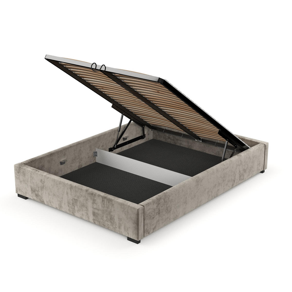POLSTERBETT Maple Beige 160/200 cm im Chenille-Stoff - Beige/Schwarz, Holz/Holzwerkstoff (160/200cm) - Maison de Reve