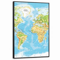LEINWAND Bilder mit Rahmen - Weltkarte - Statistisch - Blau - Erde - Bildung - 80x120 - Blau, Textil (80/120cm) - MuchoWow