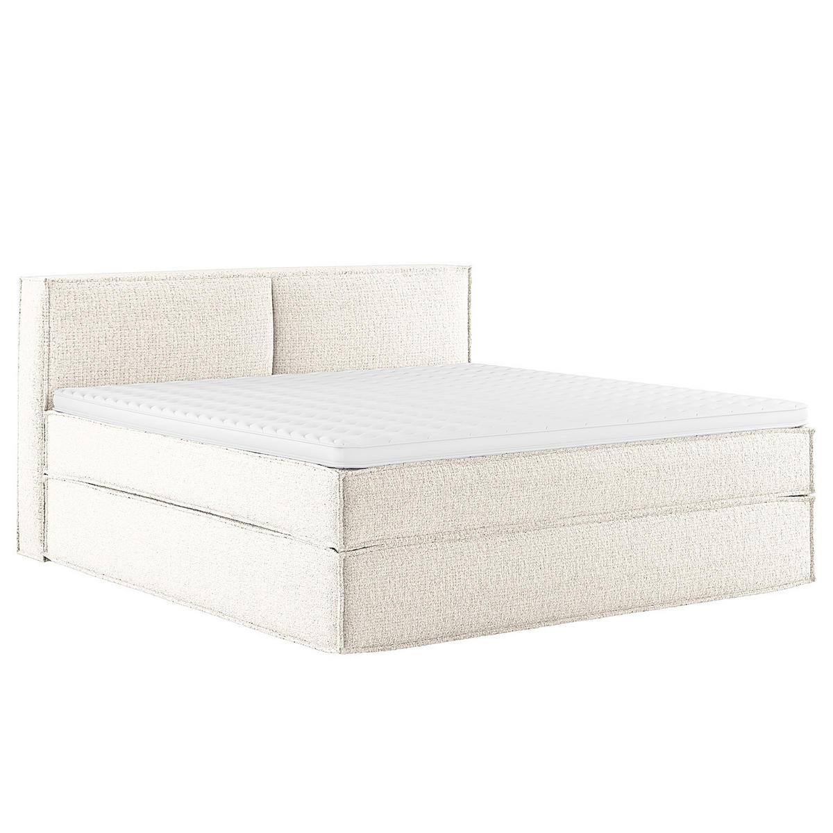 BOXSPRINGBETT mit Kopfteil - Premium - Weiß, Textil (180/200cm) - home24