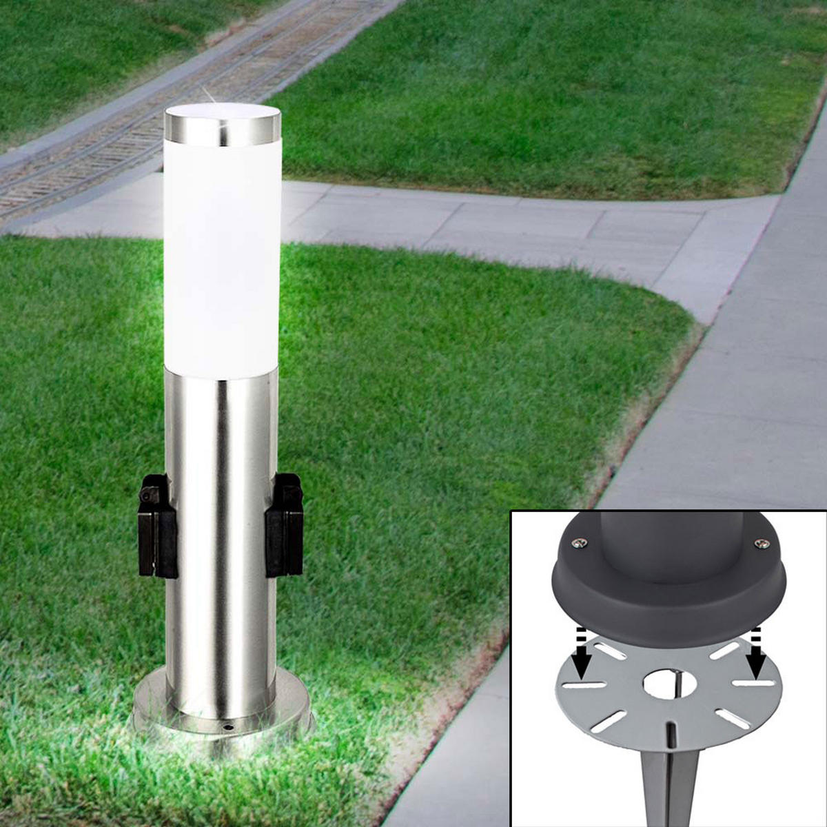 LED WEEGLEUCHTE Edelstahl Silber - Silberfarben, Metall (7.6/7.6/45cm)