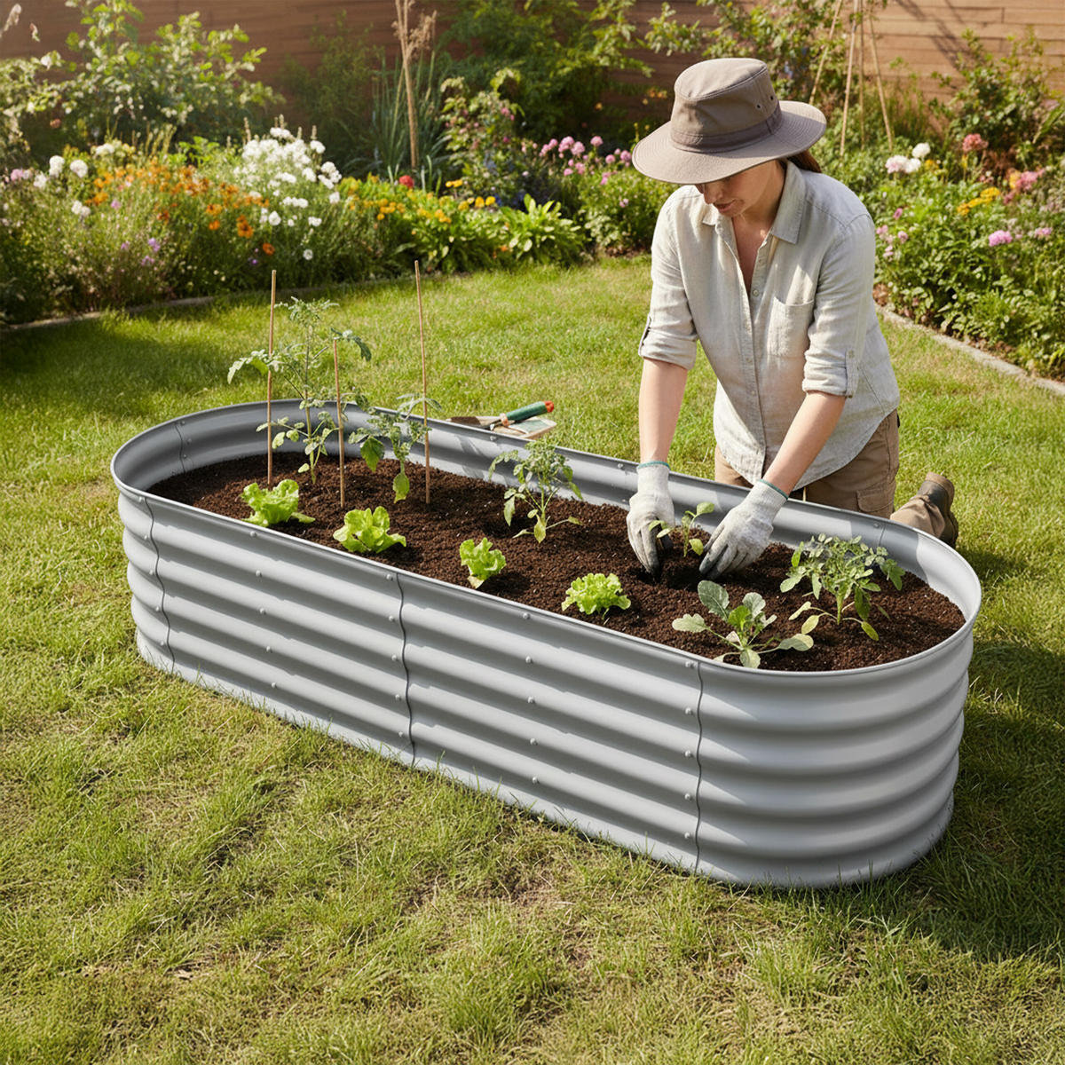 HOCHBEET - Grau, Metall (150/45/60cm) - Relaxdays