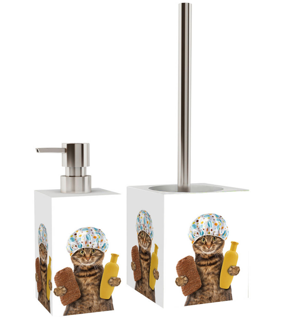 BADEZIMMER Set Shower Cat - Braun, Kunststoff (7/17/7cm) - Sanilo