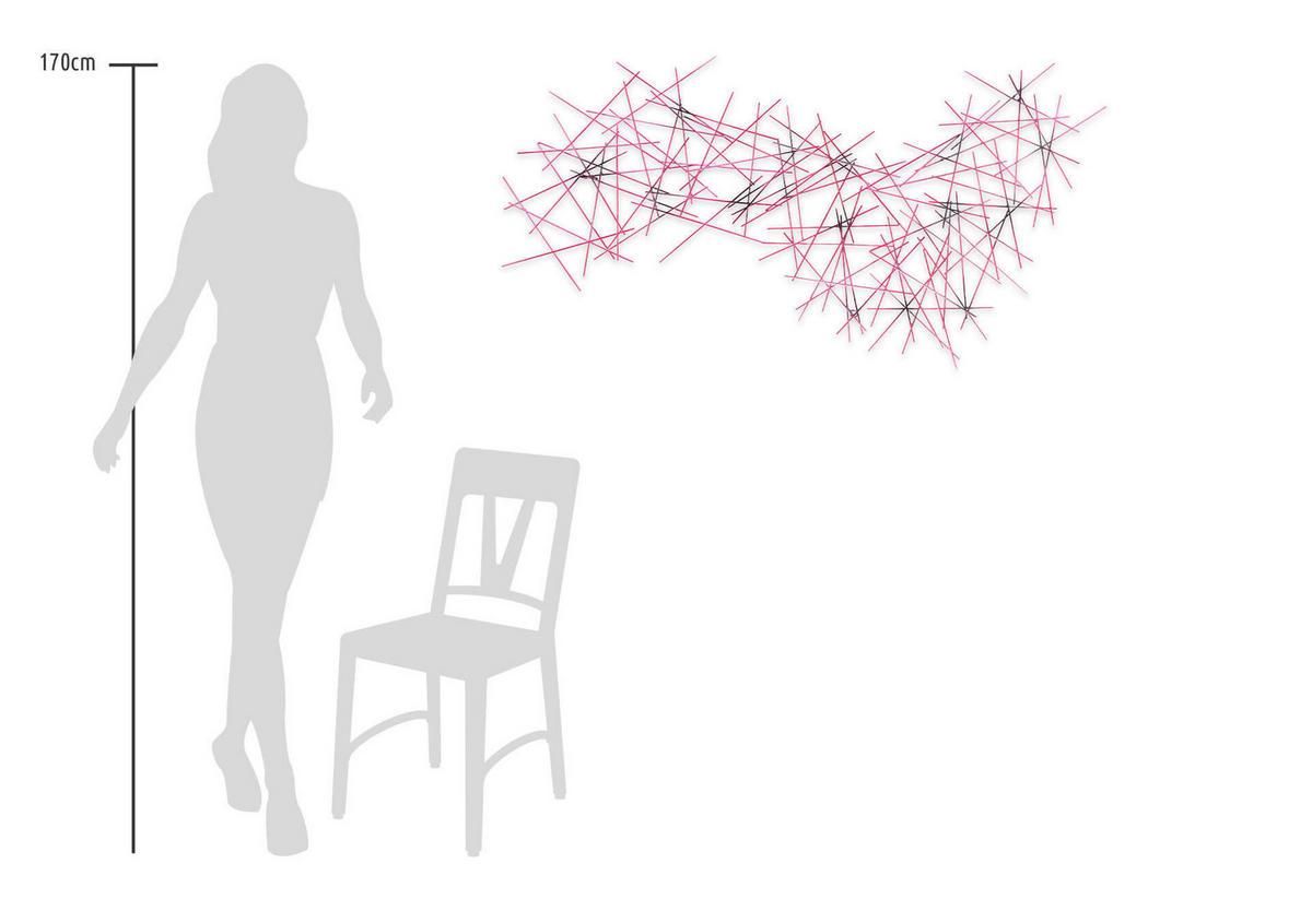 WANDDEKO Pink 111/64 cm - Pink, Metall (4.21/64/3cm) - KUNSTLOFT