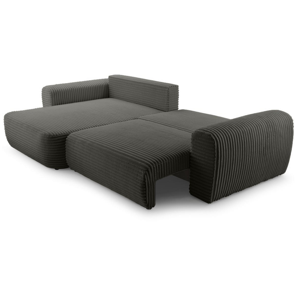 ECKSCHLAFSOFA Harmonia Dunkelgrau links - Dunkelgrau/Schwarz, Textil (297/169cm) - Beautysofa