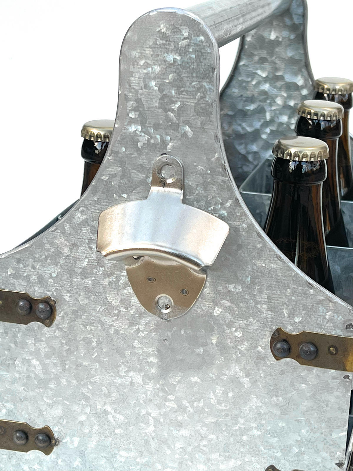 BIERTRÄGER Metall für 6 Flaschen mit Öffner 96403 - Silberfarben, Metall (33/33/20cm) - DanDiBo