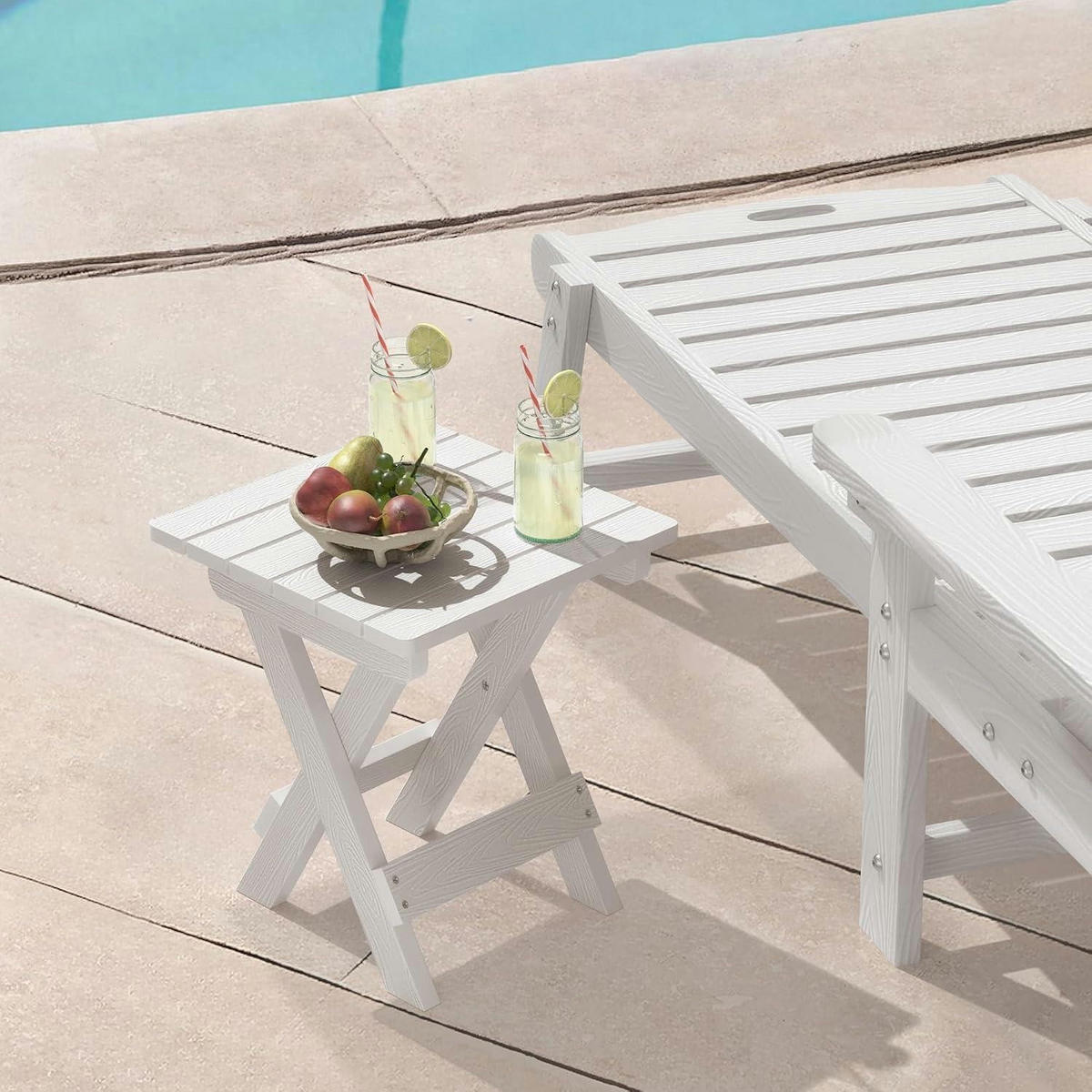BEISTELLTISCH Outdoor Klappbar Weiß 32 x 32 x 36 cm - Weiß, Kunststoff (23/32/36cm)