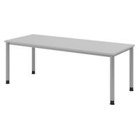 SCHREIBTISCH Serie-H 80/200/74 cm in Grau/Silberfarben - Silberfarben/Grau, Holzwerkstoff (80/200/74cm) - bümö