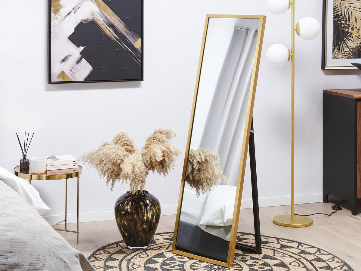 STEHSPIEGEL gold rechteckig 40/140 cm Torcy - Goldfarben, Kunststoff (40/140/3cm) - Beliani