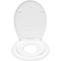 WC SITZ, Toilettendeckel mit integriertem Kindersitz, Oval - Weiß, Kunststoff (37/2.51/44cm) - Woltu