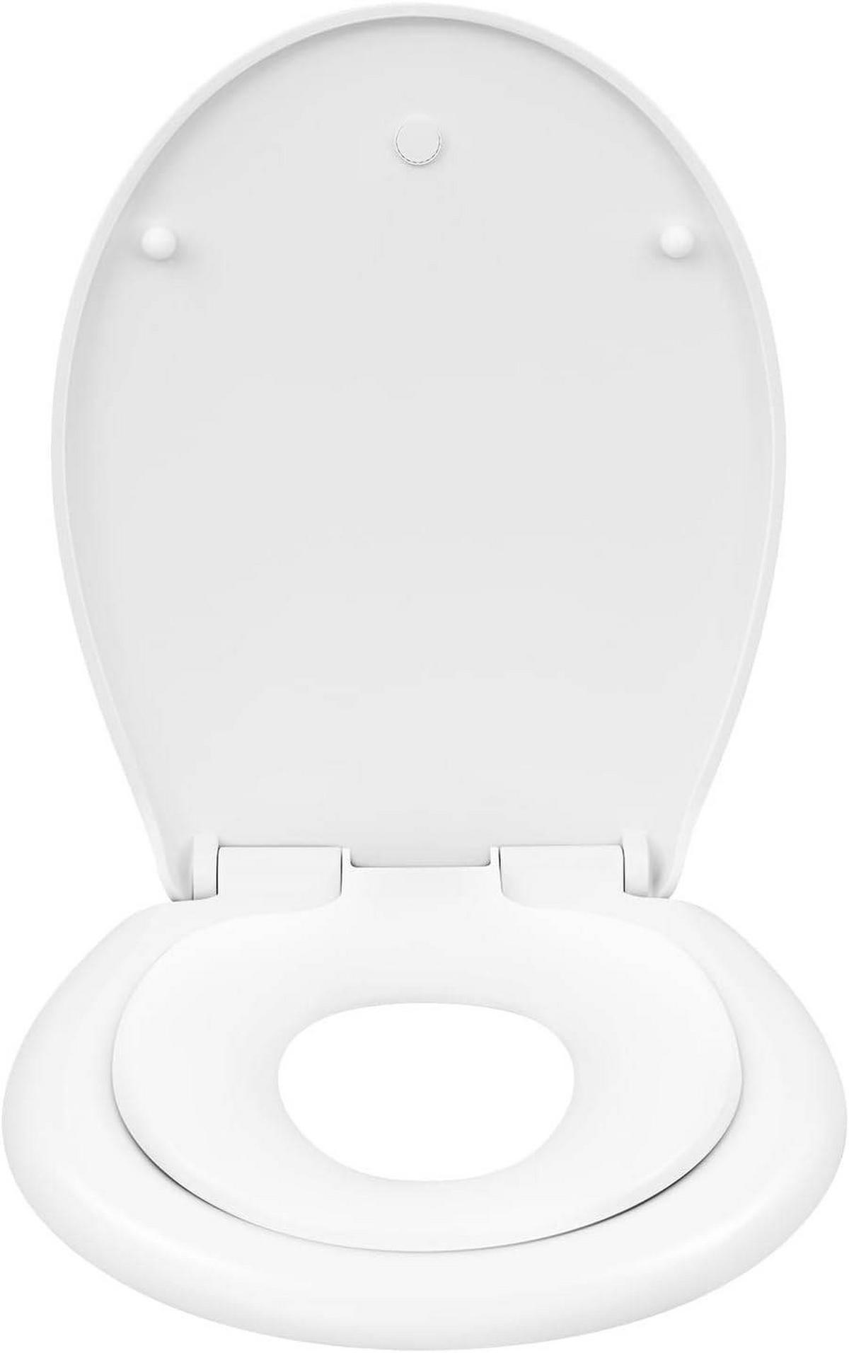 WC SITZ, Toilettendeckel mit integriertem Kindersitz, Oval - Weiß, Kunststoff (37/2.51/44cm) - Woltu