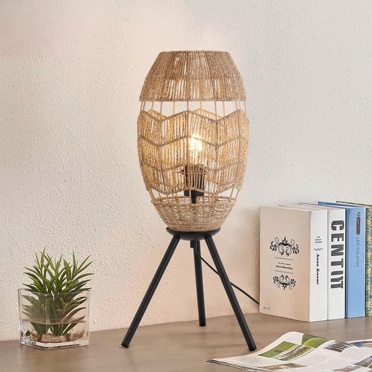TISCHLAMPE KIKO - Natur, Tischlampe - Naturfarben, Textil (24/27/60cm) - Home Deluxe