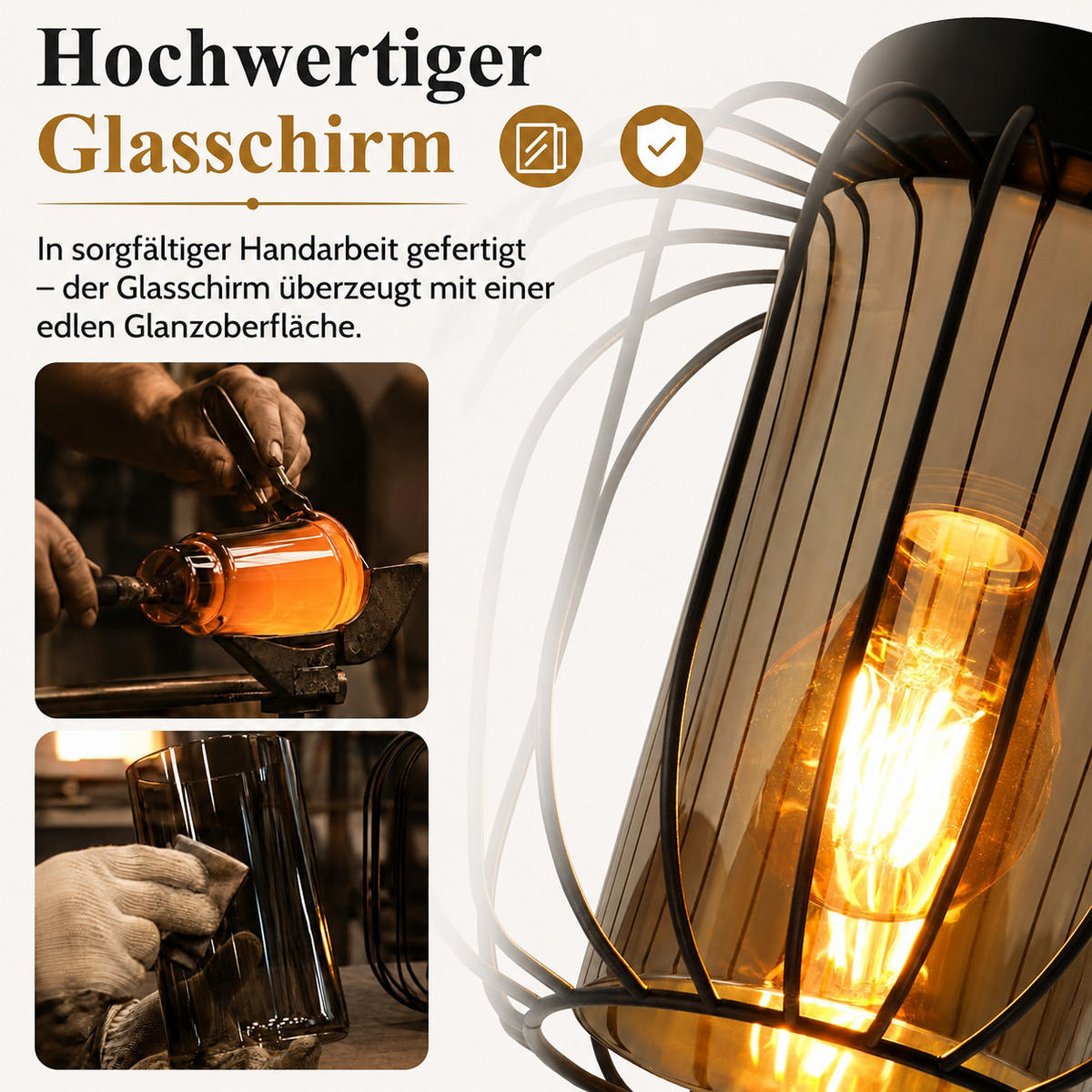 DECKENLEUCHTE Noxlar 15/15/20.5 cm - Schwarz, Glas/Metall (15/15/20.5cm) - ZMH