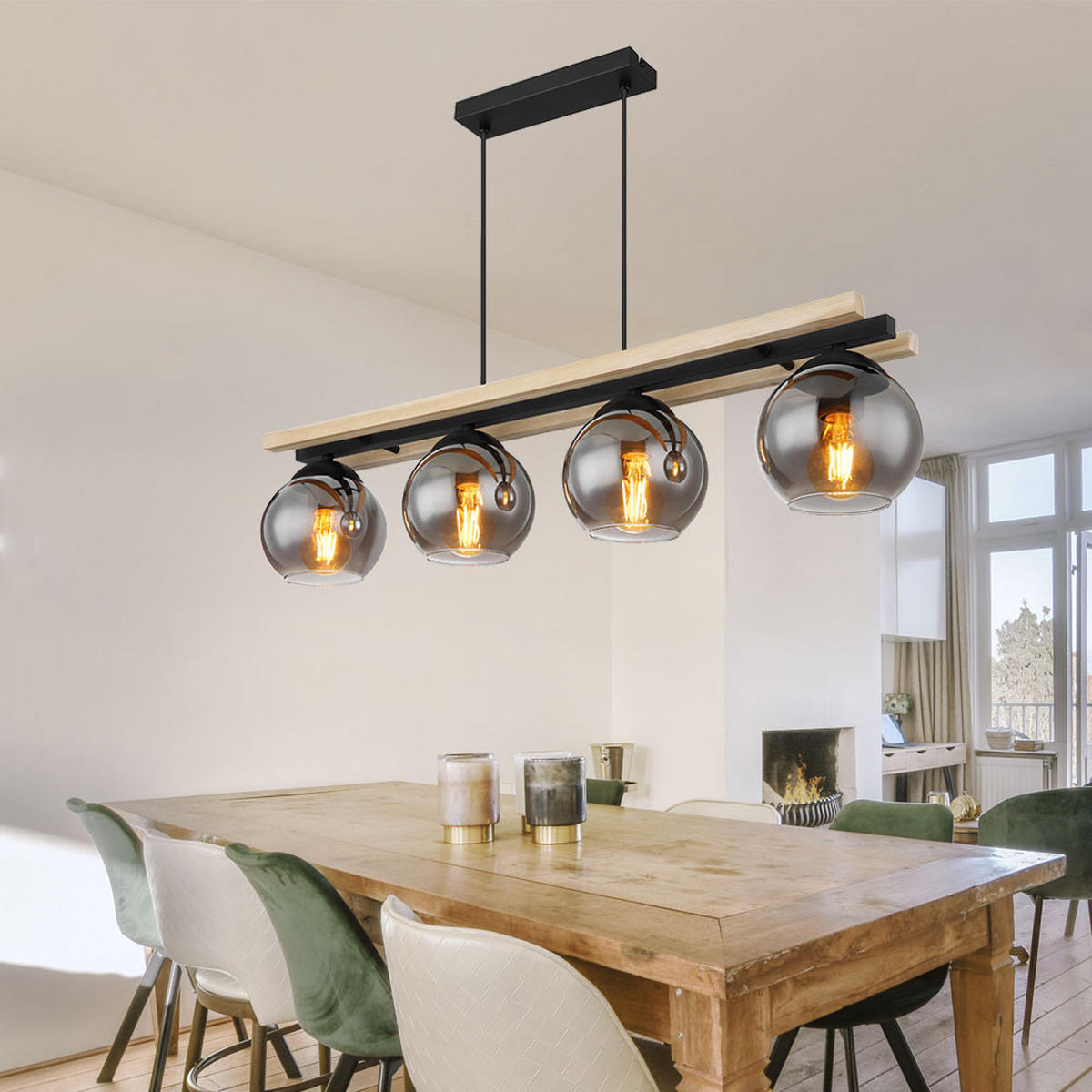 LED HÄNGELEUCHTE CONNI Holz Braun - Braun, Holz (85/15/120cm) - Globo Lighting