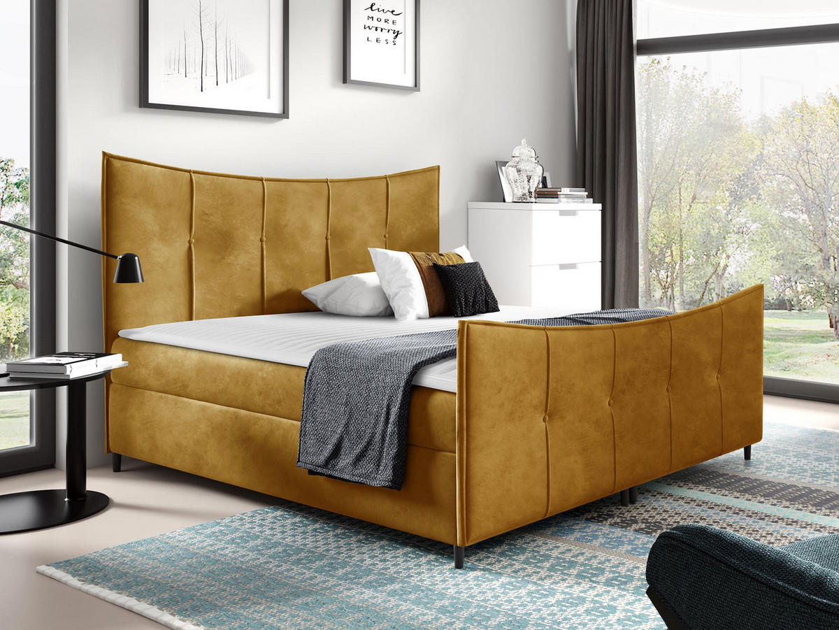 BOXBETT Bergamo Lux - Gelb, Holz (160/200cm) - MIRJAN24