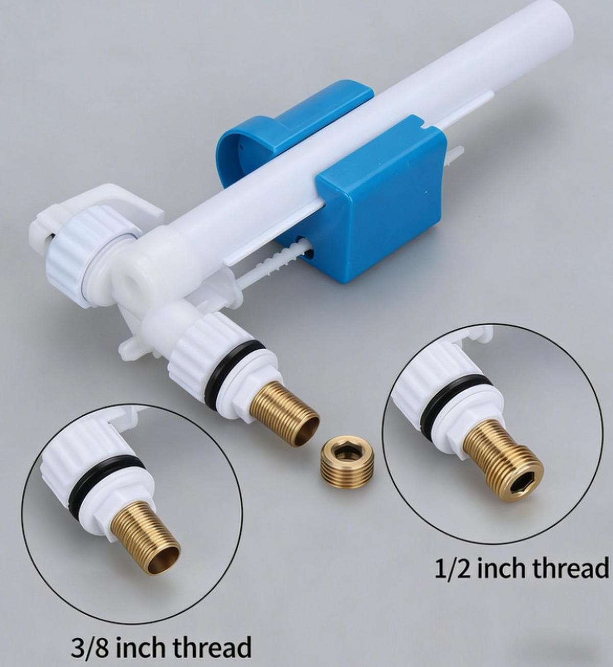 SPÜLMECHANISMUS – Messing-Gewindeanschluss (Dual-Use: 1/2" & 3/8") - Blau, Kunststoff (25/6/18cm)