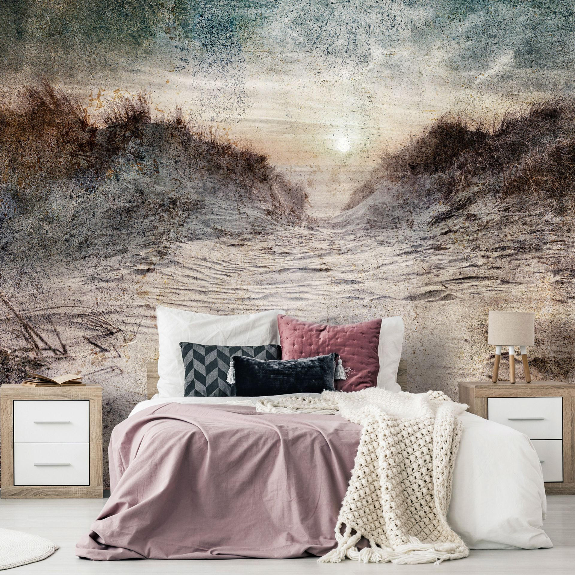 VLIESTAPETE Beige 250/175 cm - Blau/Beige, Textil (250/1cm) - KUNSTLOFT