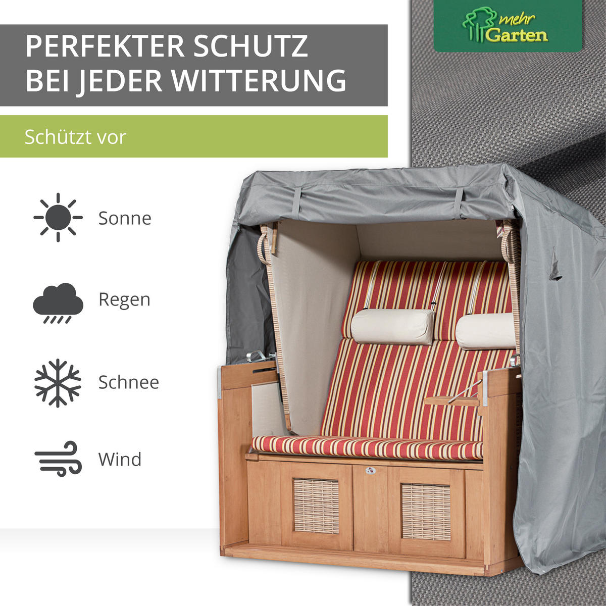 STRANDKORBHÜLLE SHP-20021 - Grau, Kunststoff (125/165/100cm) - mehr Garten