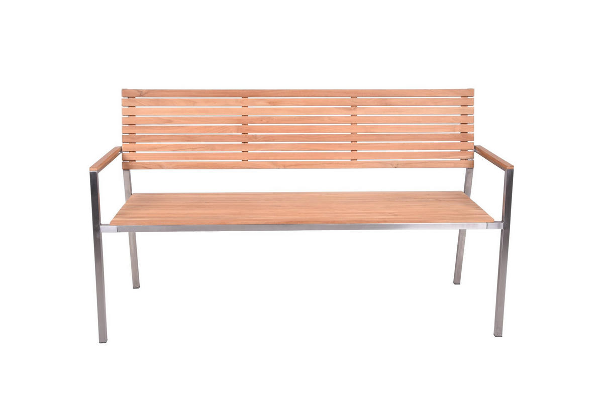 GARTENBANK Leon 3-Sitzer Terrassenbank - Silberfarben, Holz (144/86/56cm) - DELUKE