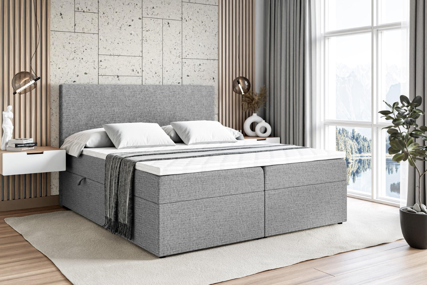 BOXBETT mit H4-Matratze und Lattenrost - LUKI - 140x200 Grau - Grau, Holzwerkstoff (140/200cm) - ALTDECOR