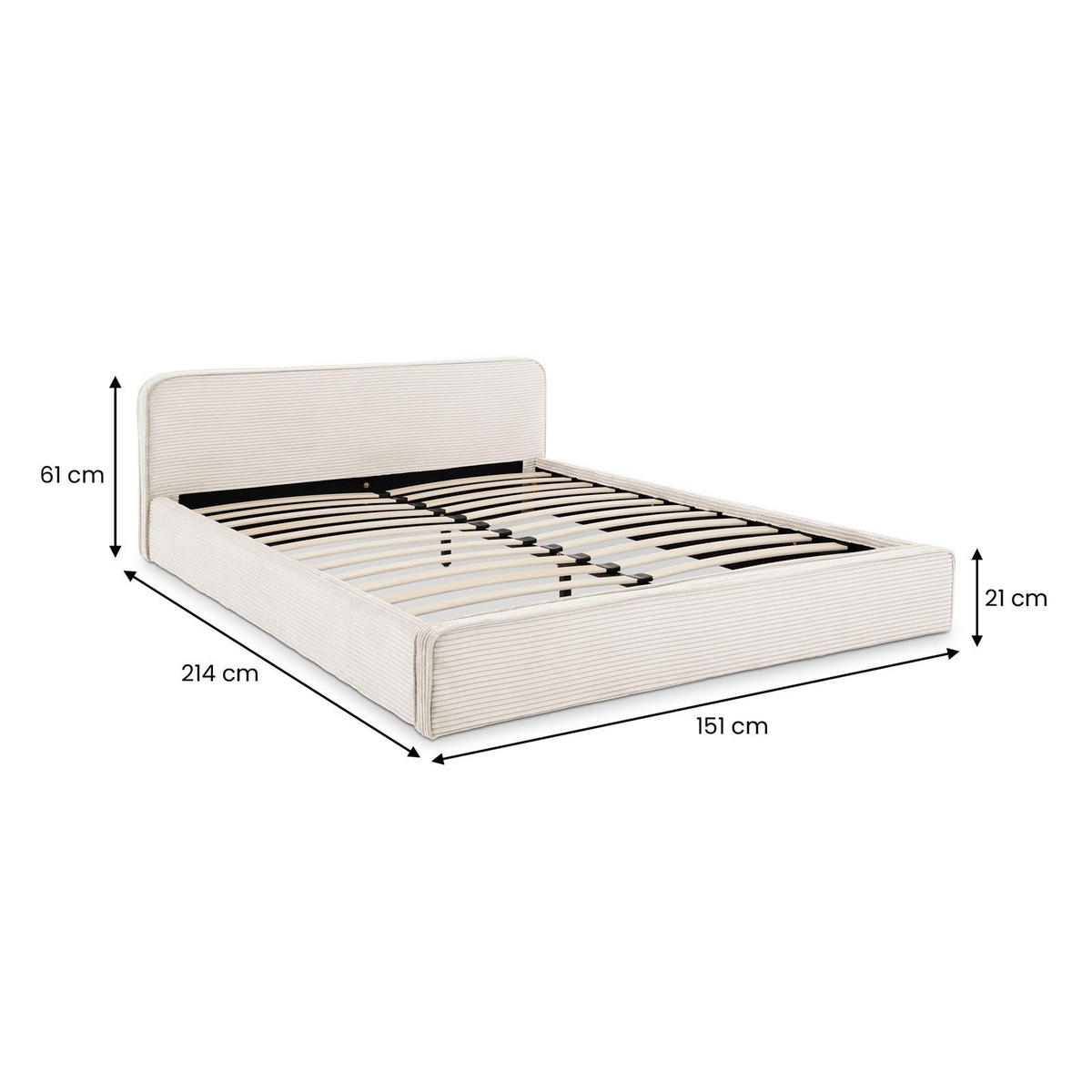 POLSTERBETT CURSIO 140x200 cm cremeweiß - Creme, Textil (140/200cm) - IDIMEX