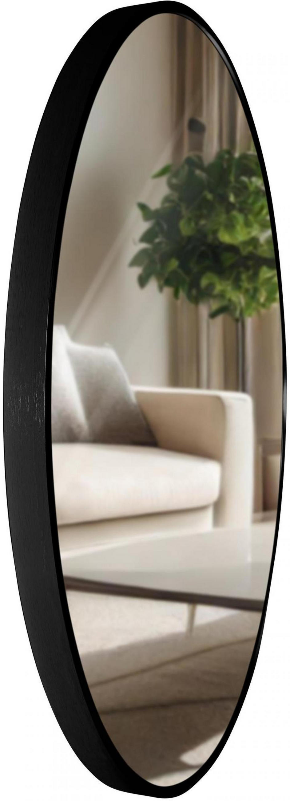 WANDSPIEGEL rund 60 cm Metall schwarz - Schwarz, Metall (60/60/3cm) - CLP