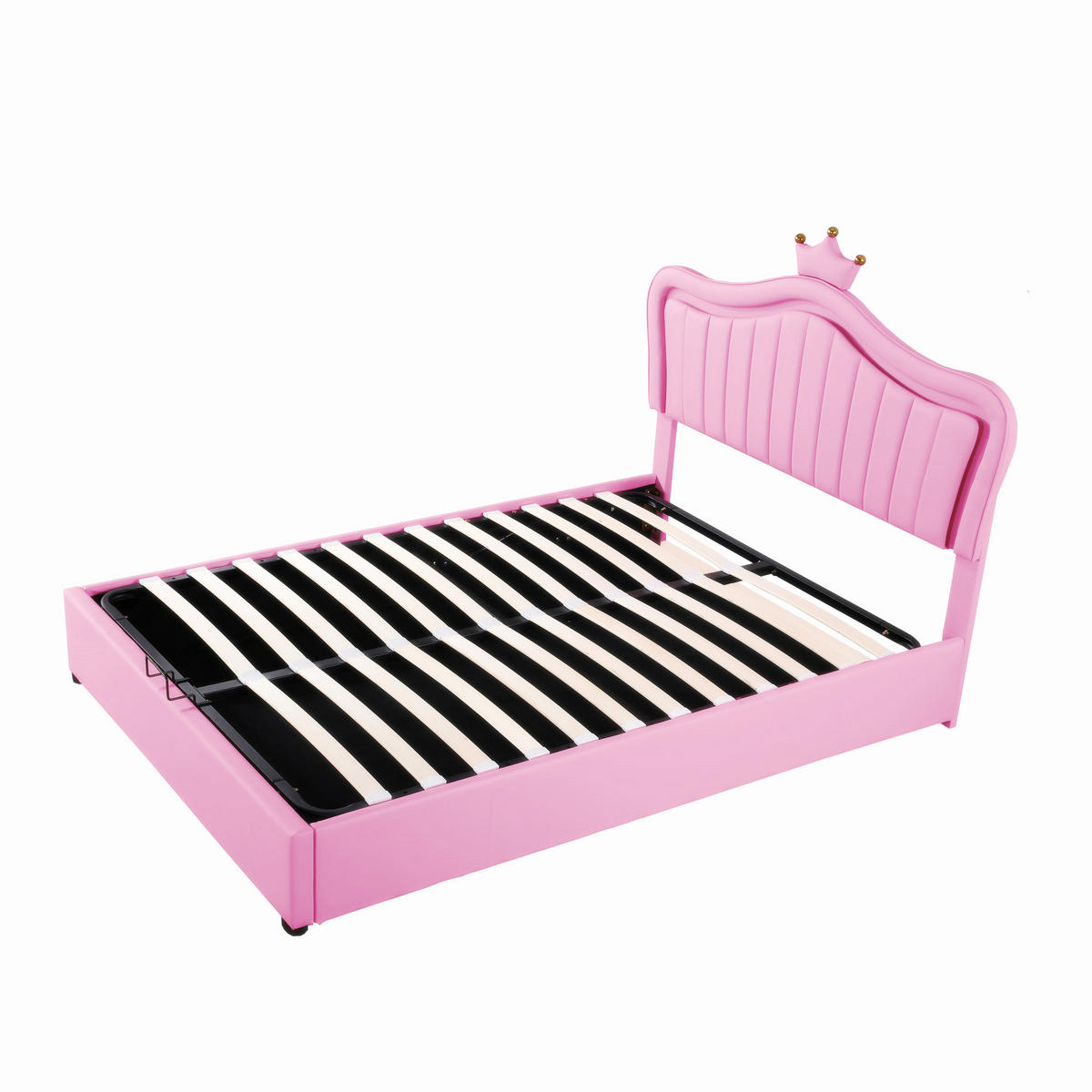 POLSTERBETT 140/200 cm rosa mit hydraulischem Stauraum und LED-Beleuchtung - Pink, Textil (140/200cm) - OKWISH