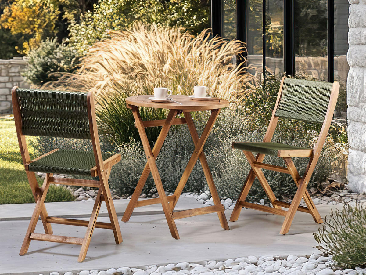 BISTRO-SET 2-Sitzer Grün Prossedi - Hellbraun/Grün, Holz - Beliani