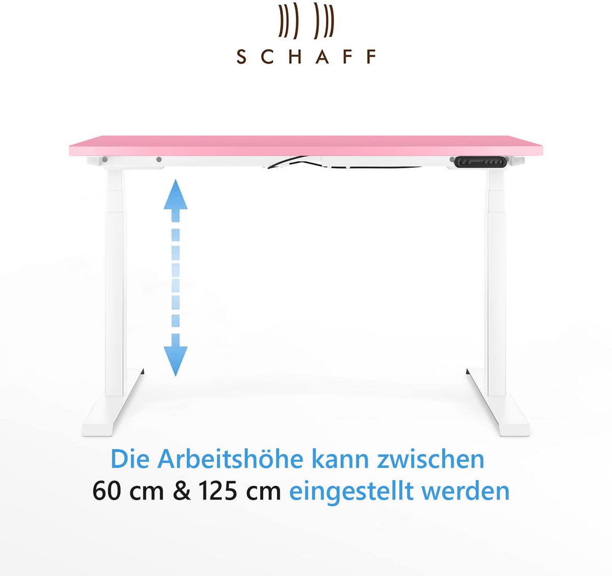 SCHREIBTISCH elektrisch höhenverstellbar REC 120x60 cm Pink - Rosa, Metall (120/60/60cm) - Schaff
