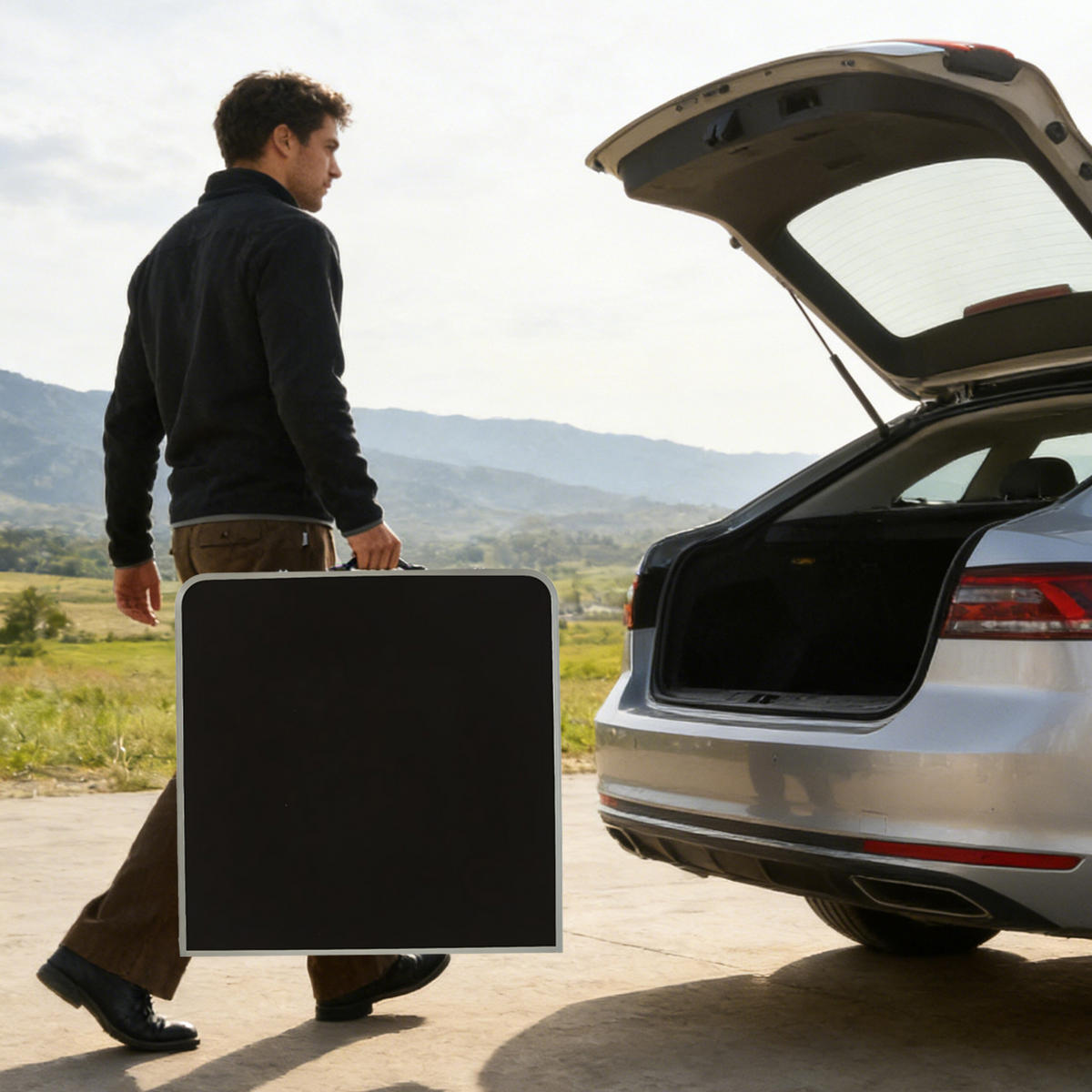 CAMPINGTISCH-SET - Schwarz, Holzwerkstoff/Textil (60/120/71cm) - Relaxdays