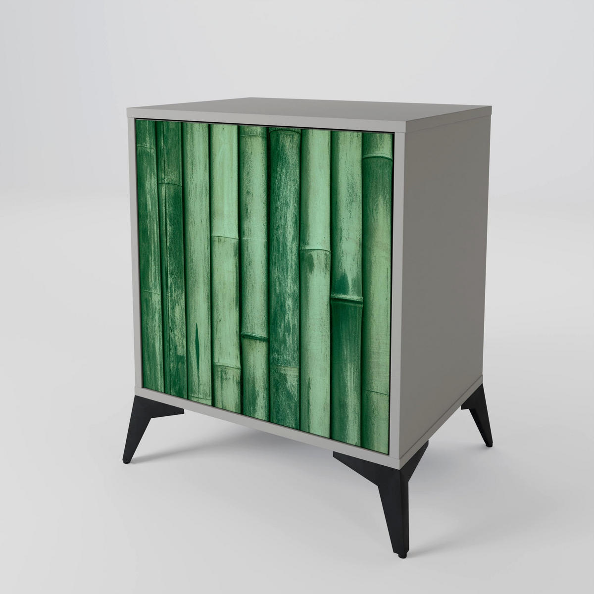 SIDEBOARD NATURAL GREEN, Grau, 57,5x42x77,5 cm, Schräge Buchenholzfüße - Buchefarben/Multicolor, Holzwerkstoff/Buchenholz (57.5/77.5/42cm) - SpaceRebels