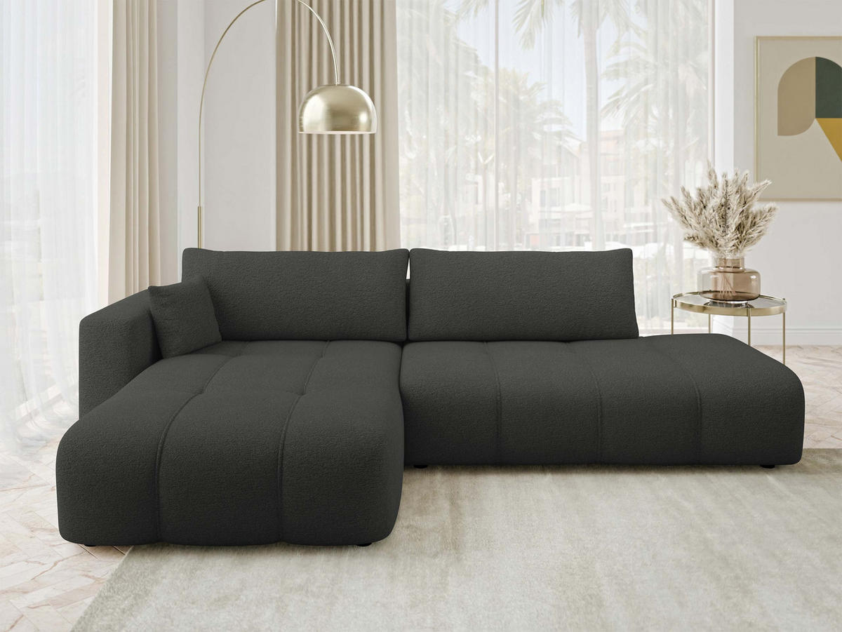 ECKSOFA Furyn O, Seite: Links - Schwarz, Holzwerkstoff/Kunststoff (262/145cm) - MIRJAN24
