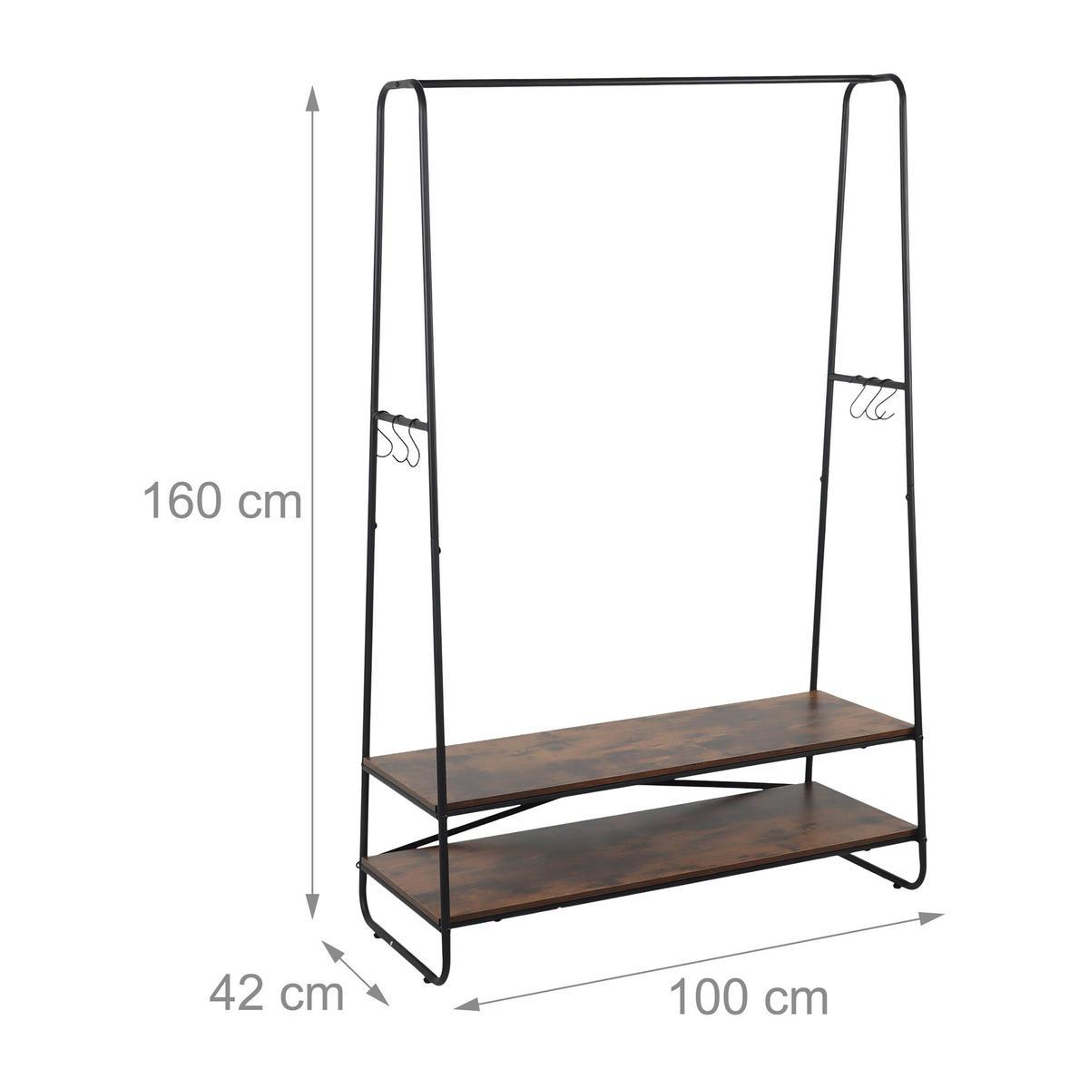 KLEIDERSTÄNDER - Multicolor, Holzwerkstoff/Metall (100/160/45cm) - Relaxdays