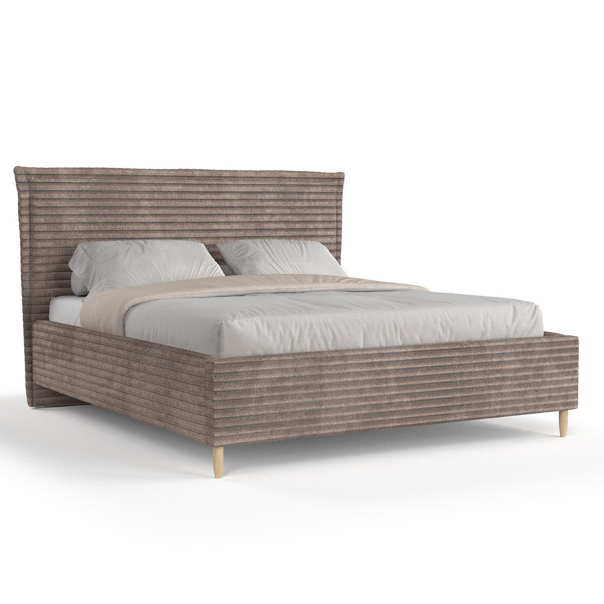 POLSTERBETT Cape Cod Beige 180/200 cm im Samtstoff - Beige/Naturfarben, Holz/Holzwerkstoff (180/200cm) - Maison de Reve