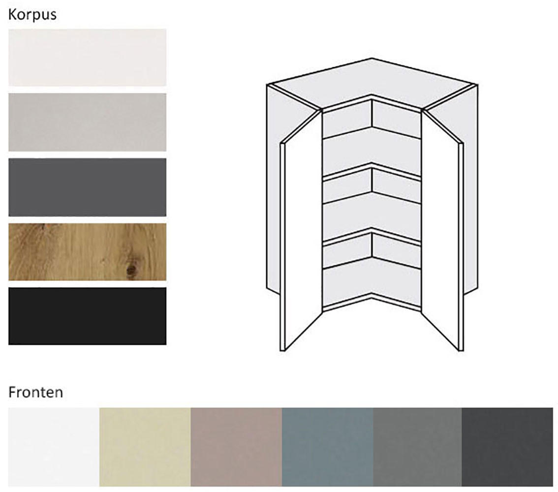 ECKHÄNGESCHRANK Kvantum W12/60 Beige Matt / Schwarz Matt 60 / 60 / 72cm - Beige/Schwarz, Holz/Holzwerkstoff (60/72/60cm) - Feldmann-Wohnen