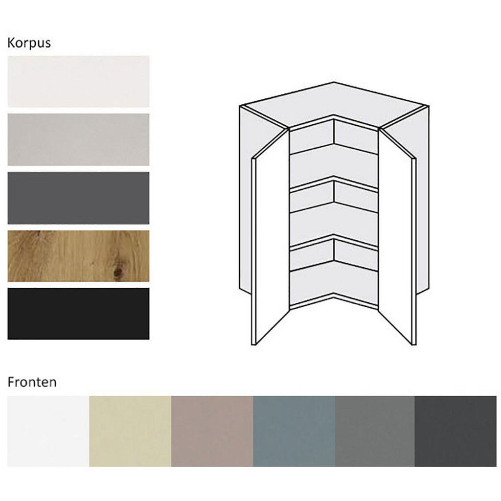 Thumbnail - Feldmann-Wohnen Eckhängeschrank, Grau, Dunkelgrau, Holz, 2 Fächer, Rechteckig, 60x72x60 cm, Küchen, Küchenmöbel, Küchens...