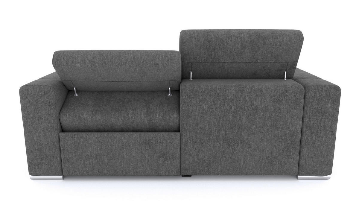 SOFA QUARTZ 3-Sitzer mit 1 Relaxfunktion, dunkelgrau - Dunkelgrau/Silberfarben, Holzwerkstoff/Textil (204/80/102cm) - Courtois Laville