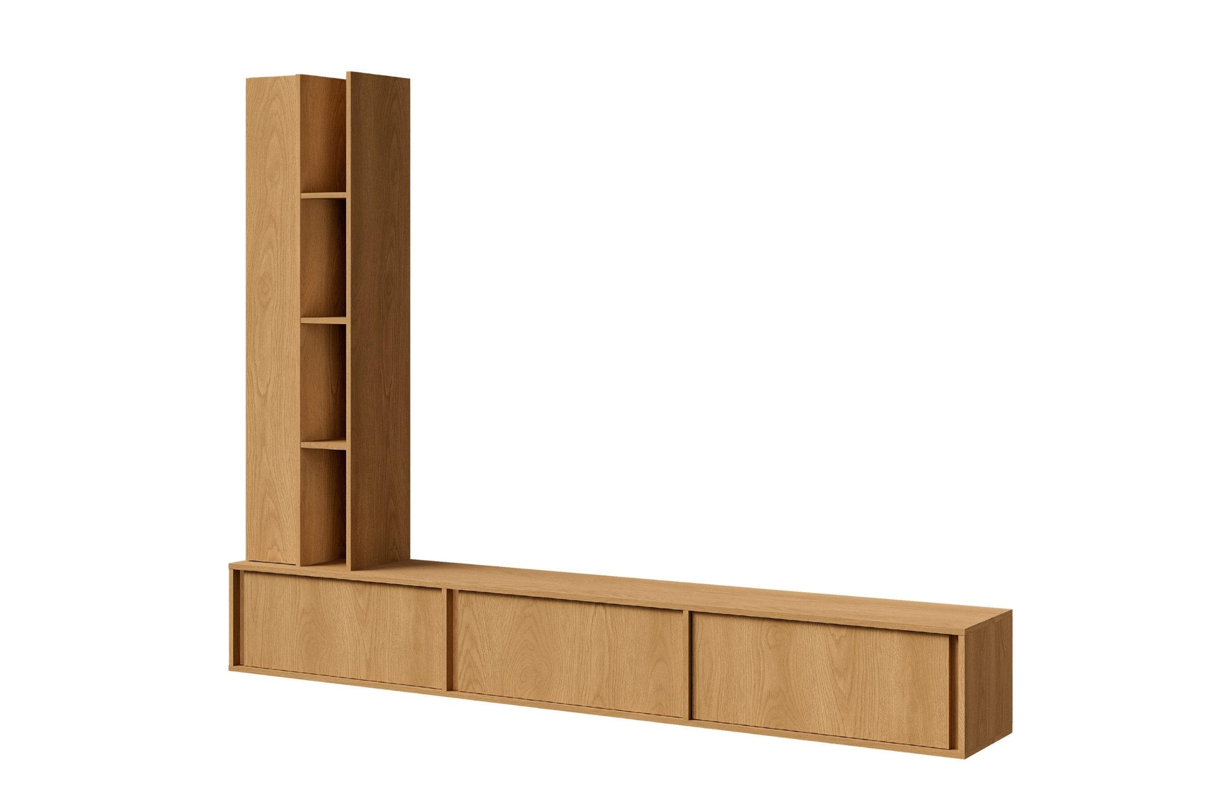 Deine Möbel 24 Wohnwand Eiche 230x185x35 cm